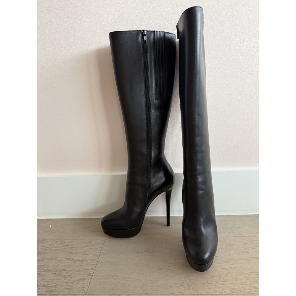 Christian Louboutin Black Bianca Botta 140 Leather High Heeled Boots 38.5 US 7.5